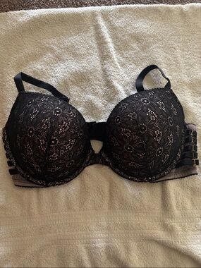 Victoria's Secret Black Lace Push-Up Bra with Strappy Back